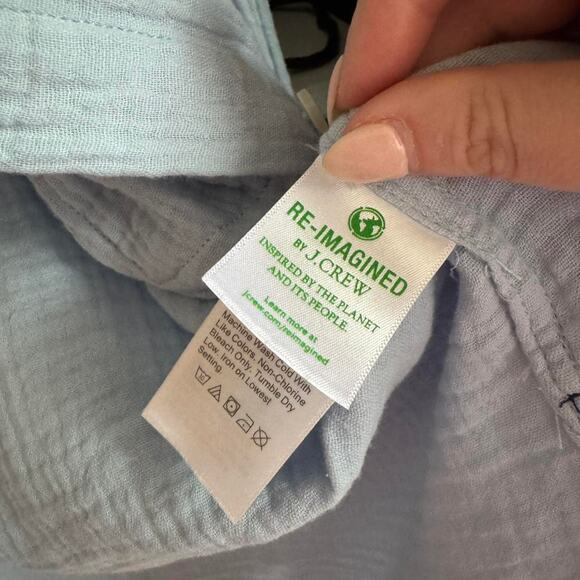 J Crew Cotton Gauze Light Blue Button Up Shirt size L-XL - Picture 5 of 6